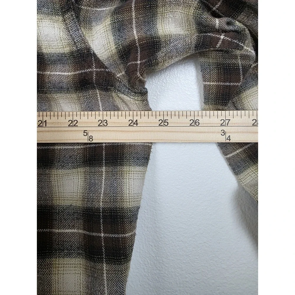 Levis Shirt Mens Large Brown Beige Plaid Button Up Flannel Western Workwear Warm